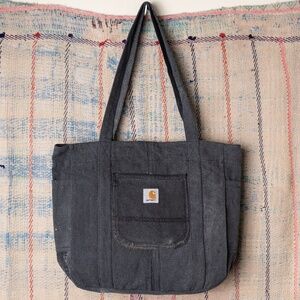 Black Upcycled carhartt Tote bag